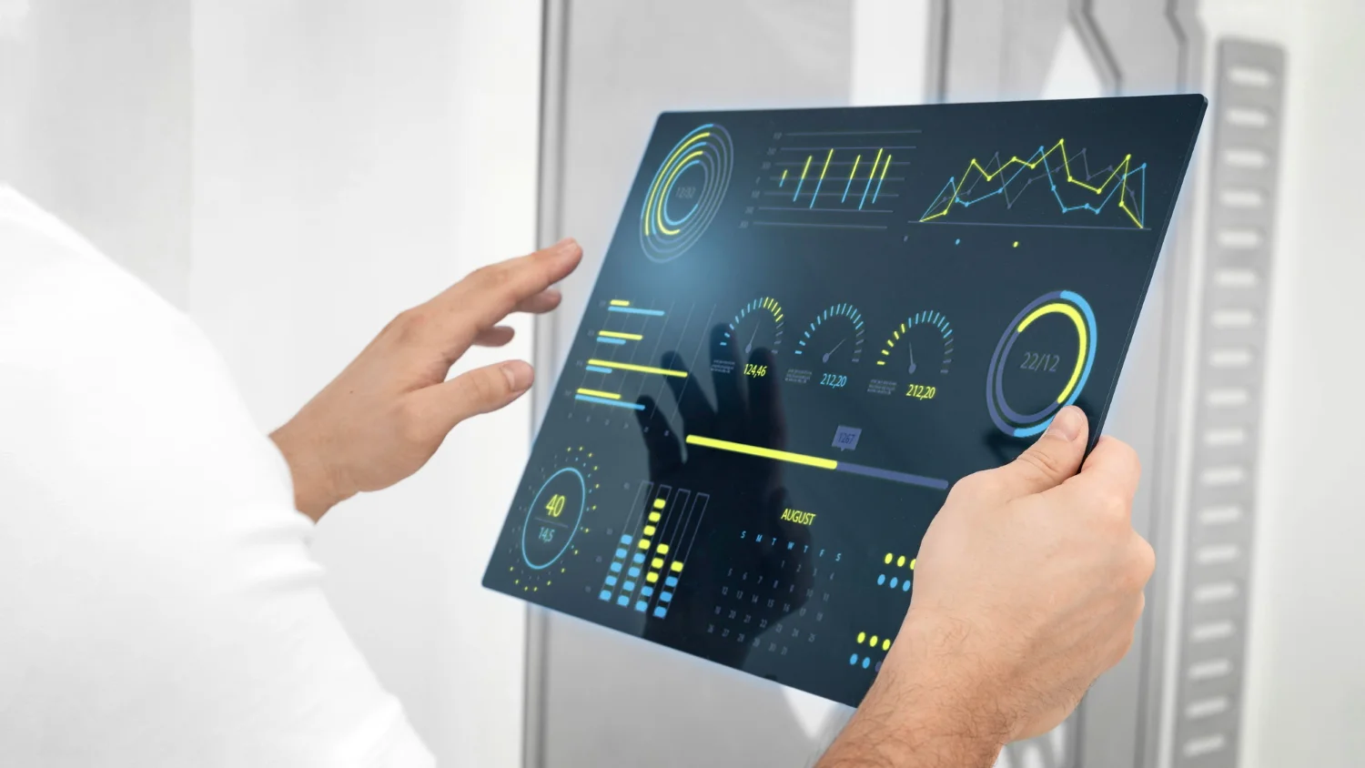 A tablet with visualized results of exploratory analysis