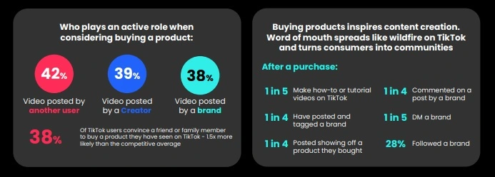 Infographics showing patterns on TikTok content